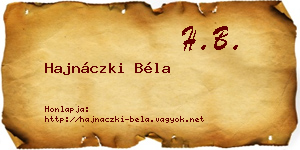 Hajnáczki Béla névjegykártya