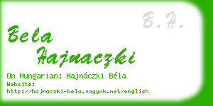 bela hajnaczki business card